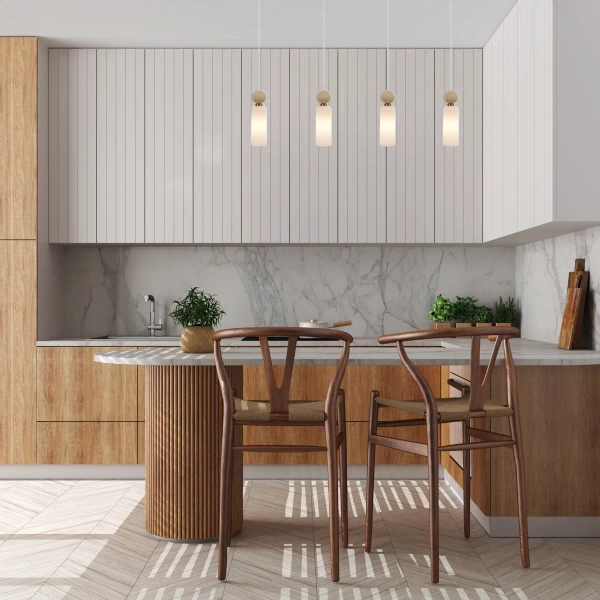 Podłużna wisząca lampa Santos PND-95331-4-BRSS do salonu mosiądz
