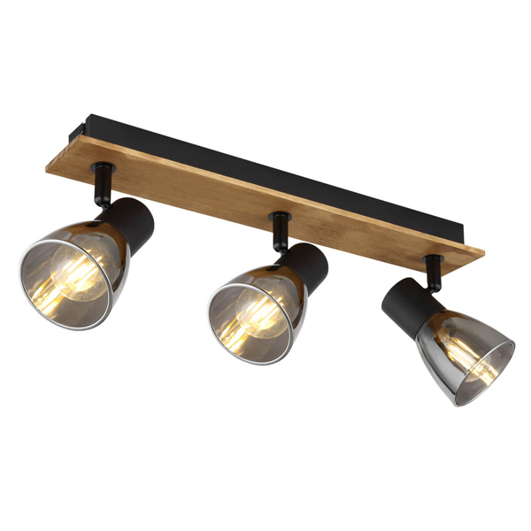 Nasufitowa lampa Claude 54307-3W drewno przydymiona