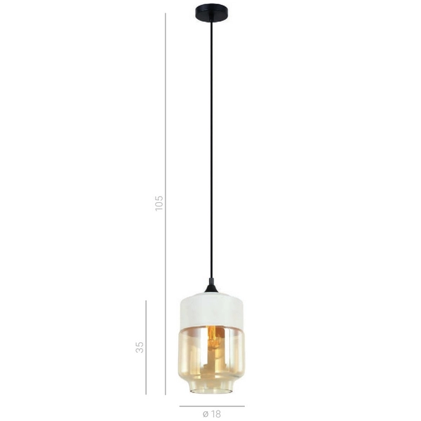 Wisząca LAMPA skandynawska MOLINA MDM-2377/1 W+AMB Italux szklana OPRAWA zwis biały bursztynowy