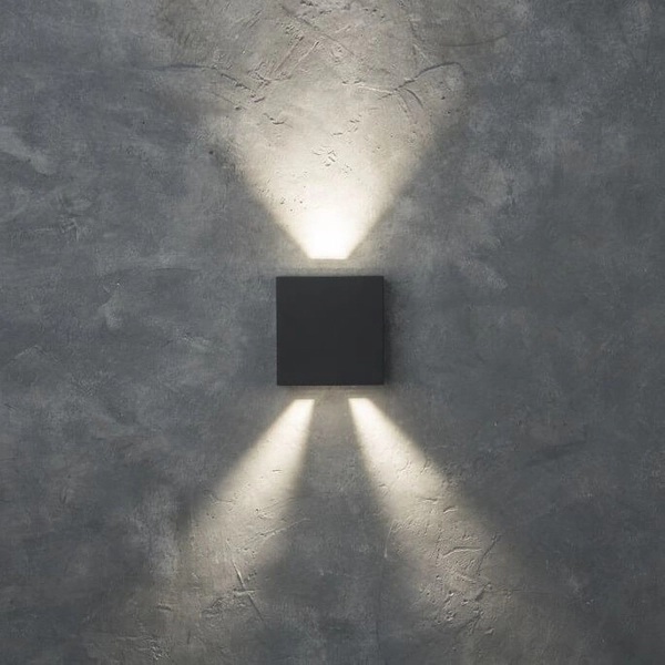 Elewacyjna LAMPA zewnętrzna GEMINI BEAMS 5104005118 Lutec metalowa OPRAWA kinkiet LED 10W 4000K kwadratowy IP54 szary