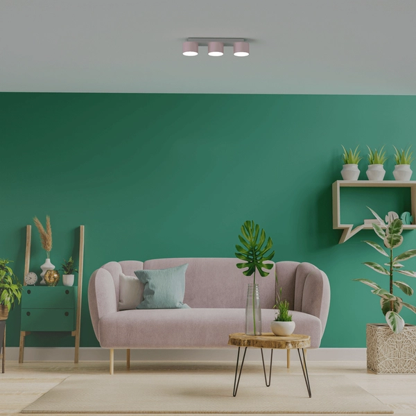 3-punktowa lampa przysufitowa Dixie do holu biała różowa