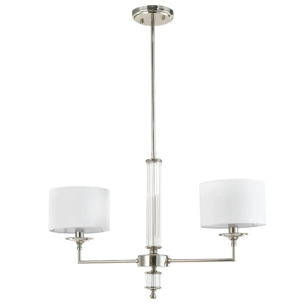 Podwójna lampa wisząca SUTTON P02453NI-WH z abażurami biała nikiel