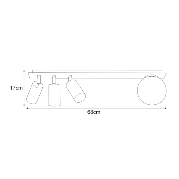 Sufitowa lampa czarna Albio K-4136 Kaja regulowane reflektorki kula do salonu
