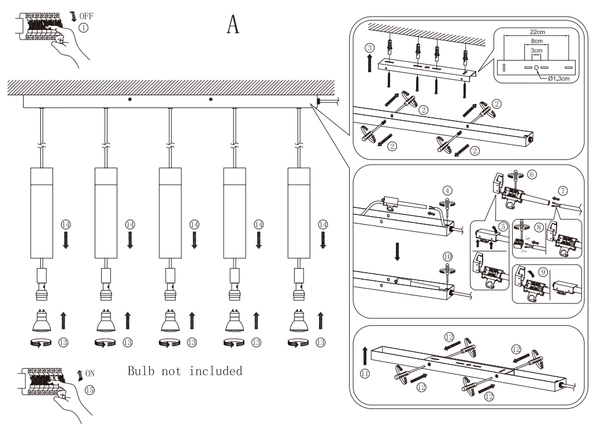 Lampa wisząca Tilo 2010483003 Nordlux kaskada metalowe tuby czarne