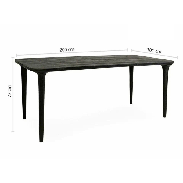 Stół jadalniany LAMINAR MM001501100338 czarny drewniany do jadalni 200x101cm