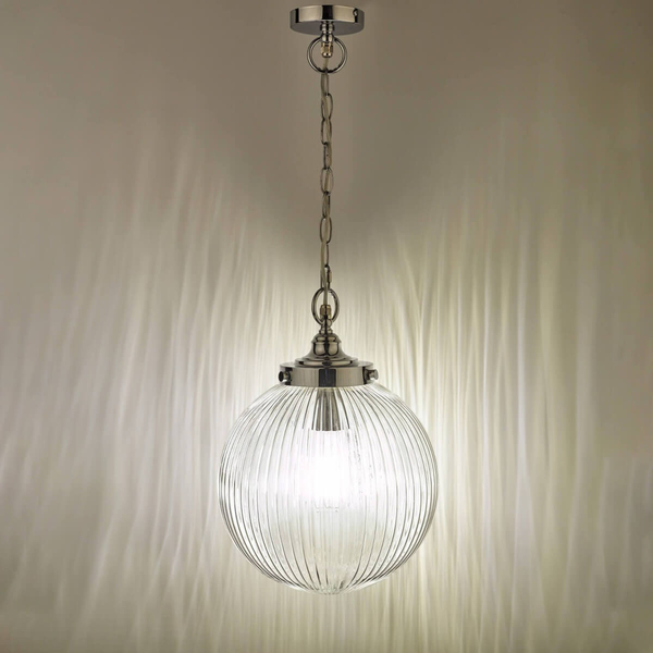 Wisząca lampa kulista Tamara TAM0150-IP44 szklana na łańcuchu IP44 chrom