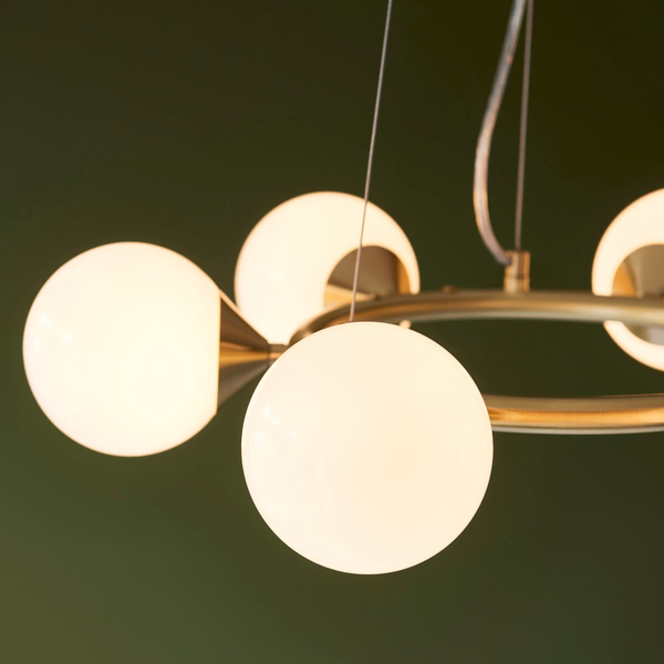 Kulista lampa wisząca do salonu L&-1106390 mosiądz biały