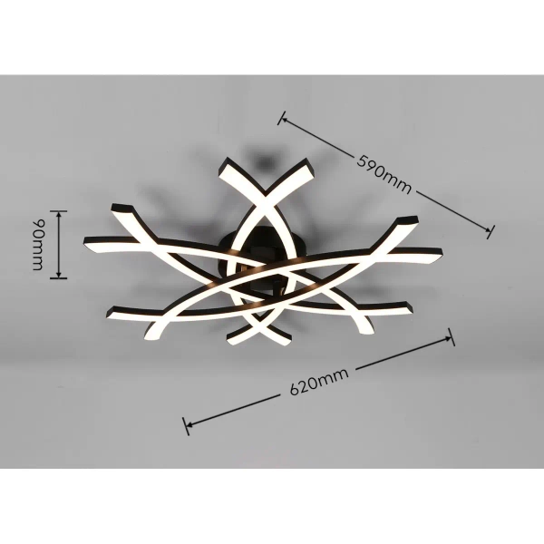 Designerski plafon natynkowy Pollock R63691132 LED 33W 3000K liniowy czarny