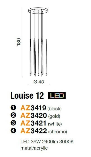 Loftowa lampa wisząca Louise metalowa tuba LED 3W 3000k chrom