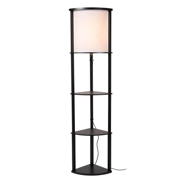 Podłogowa lampa półka Menno 44798/81/30 MDF czarna beżowa