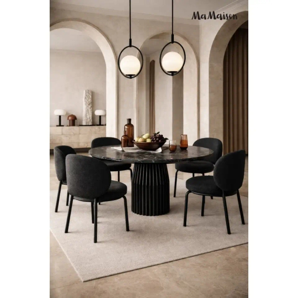 Stół do jadalni LEVANTE MM001501100334 czarny drewniany fi120cm