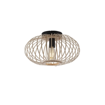 Skandynawska lampa sufitowa Racoon okrągła do salonu drewno