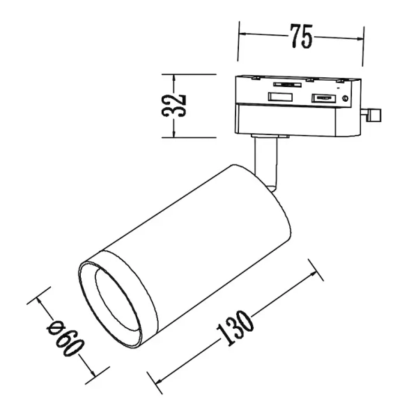 Szynoprzewodowa lampka jednofazowa Mica Track ML2093 tubka biały