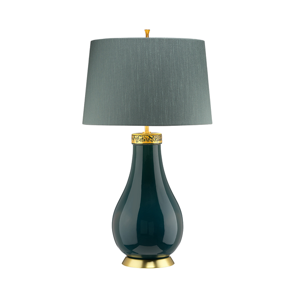 Lampa stołowa QN-HAVERING-TL biurkowa turkusowa złota