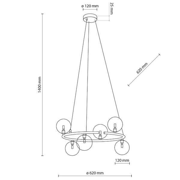 Lampa wisząca do salonu Anabelle 6843 bubbles ring grafitowa czarna