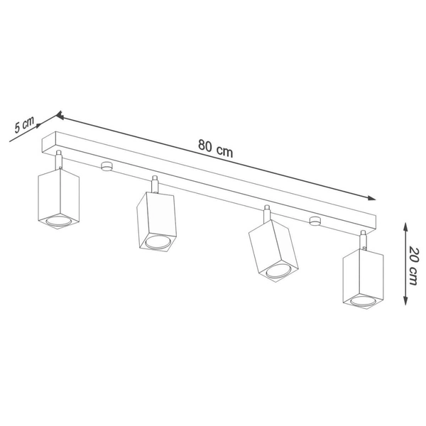 4-punktowa lampa sufitowa SL.1038 drewniana do garderoby