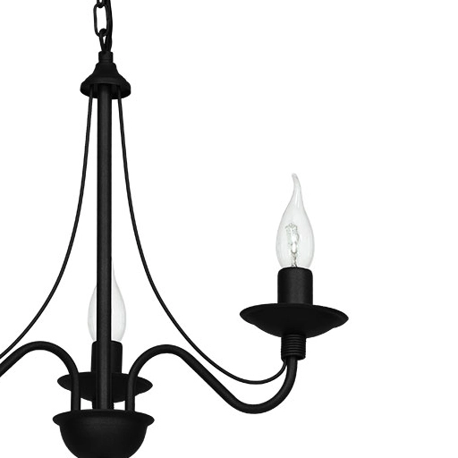 Czarny żyrandol Róża 397E_1 Aldex lampa świecznik 3-punktowy do salonu