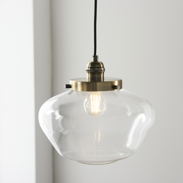 Zwisowa lampa vintage L&-197691 Light& nad stół szklana mosiądz