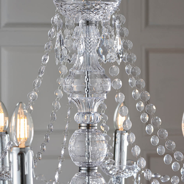 Żyrandol glamour świecznikowy Clarence 308-8CL Endon chrom przezroczysty