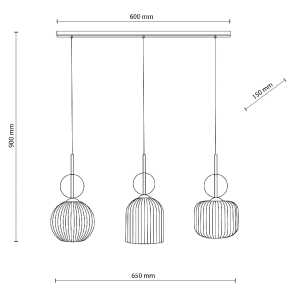 Szklana wisząca lampa Sophia Cognac 11042 ryflowana bursztynowa beżowy