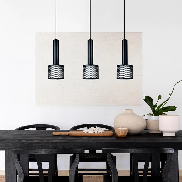 Wisząca lampa potrójna Amo LP-0702/3L BK do salonu metalowa czarna