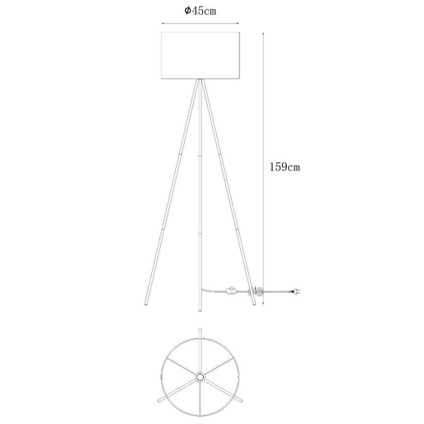 Podłogowa lampa z abażurem Cara A4001-BK Zumaline na trójnogu czarna