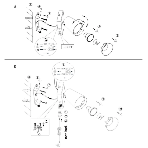 Kinkiet ścienny Sharp 817170132 Trio tuba regulowana z włącznikiem czarna