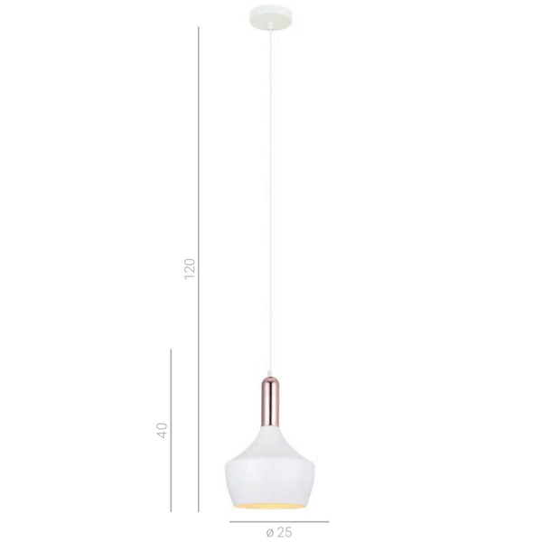 LAMPA wisząca OPHELIA MDM-3028/1 W+COP Italux metalowa OPRAWA industrialny zwis loft miedź biały