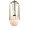 Druciana LAMPA wisząca MATTY MDM-3940/1 GD Italux metalowa OPRAWA drut ZWIS szklana kula ball klatka loft złota