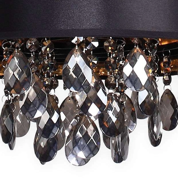 Żyrandol LAMPA wisząca VIGO LP-0412/1P BK Light prestige abażurowa OPRAWA glamour ZWIS z kryształkami crystal czarny