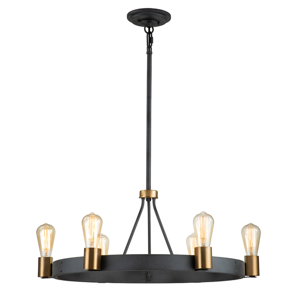 Wisząca lampa półplafon QN-SILAS-6P-DZ czarny złoty