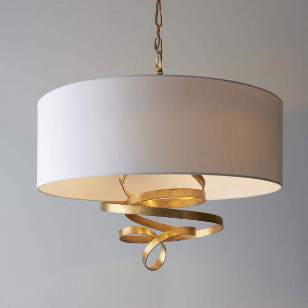 Lampa wisząca z abażurem L&-195268 Light& serpentyna hampton złota ecru