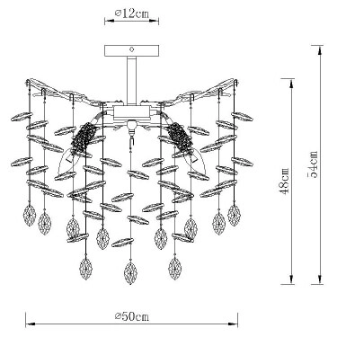 Sufitowa lampa glamour Queena 64138DS kryształowa srebrna