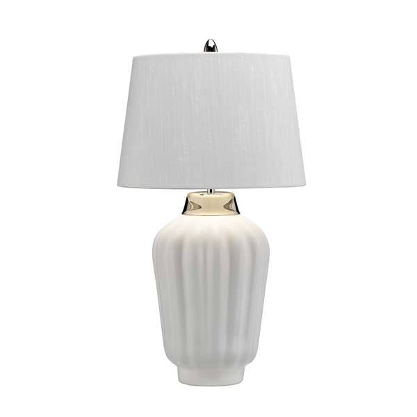 Ceramiczna lampka biurkowa QN-BEXLEY-TL-WPN nikiel biała