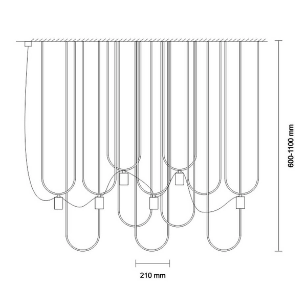 Nowoczesna wisząca lampa UDIN 9783 Dohar tuba czarna platynowa