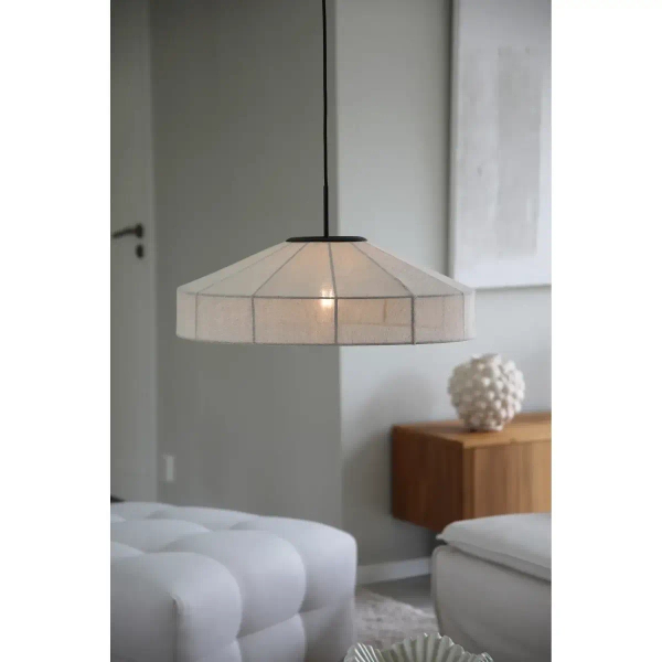 Wisząca lampa do sypialni Alia 108955 lniana abażurowa czarny beżowy