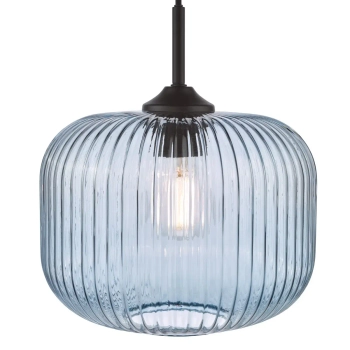 Szklana wisząca lampa Demarius DEM0123 do przedpokoju niebieska czarna