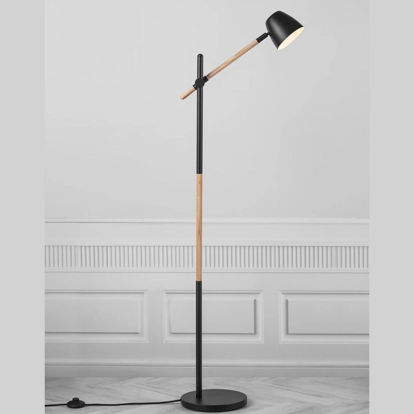 Regulowana lampa podłogowa Theo 2112654003 Nordlux drewniana czarna