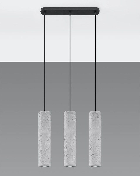 Wisząca LAMPA betonowa SL.0655 loftowa OPRAWA tuby ZWIS na listwie szary czarny