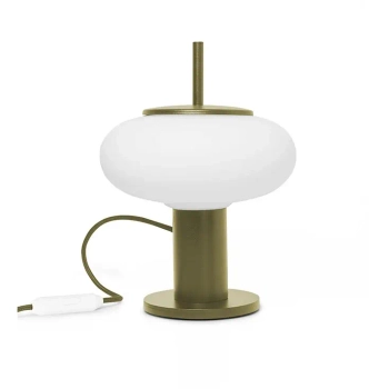 Stołowa lampka TORNI TOS11414P1 biała oliwkowa szklana metalowa E27 15W z wtyczką