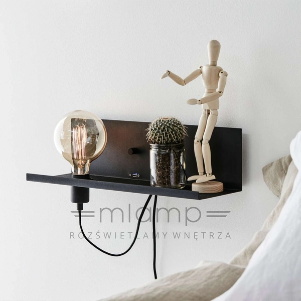 Kinkiet LAMPA ścienna MULTI 106482 Markslojd metalowa OPRAWA półka czarna