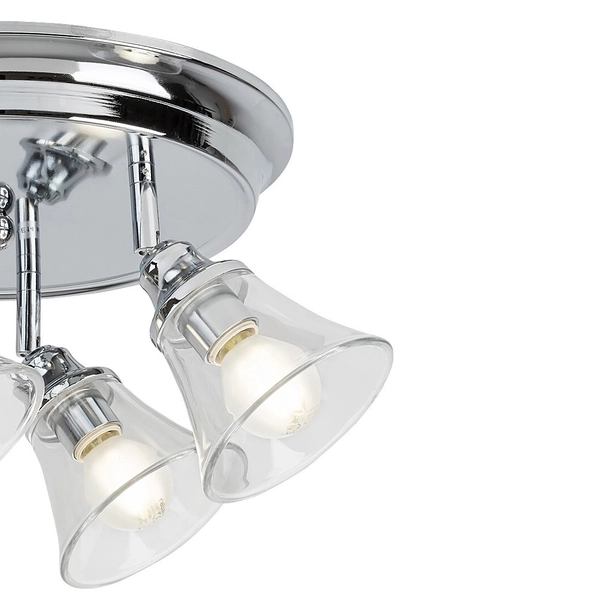 Okrągła lampa sufitowa Antoine z regulacją przezroczysta chrom