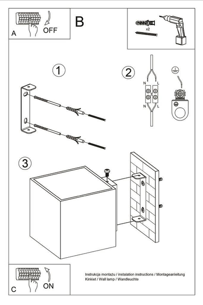 LAMPA ścienna SL.0565 metalowa OPRAWA kinkiet kostka cube grafitowa
