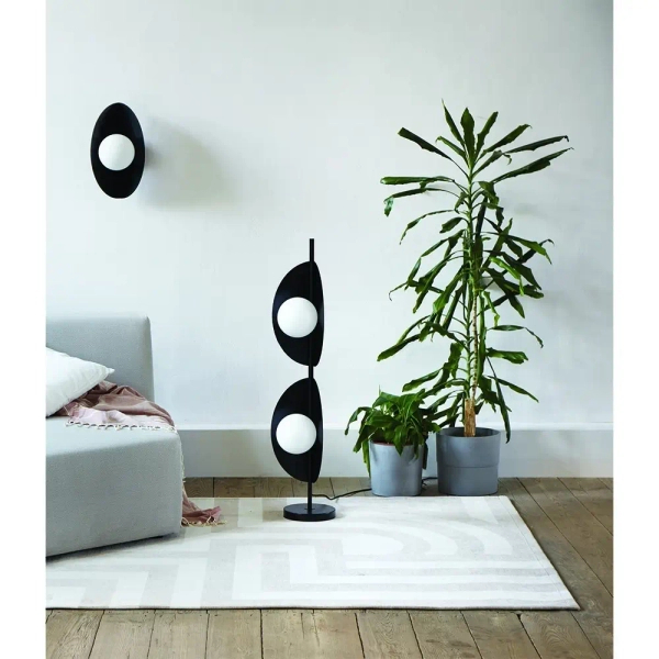 Nowoczesna podłogowa lampa Sallo SAF222P1 kulista biały czarny