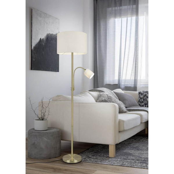 Lampa stojąca do salonu HOTEL 403900208 Trio z abażurem złoty biały
