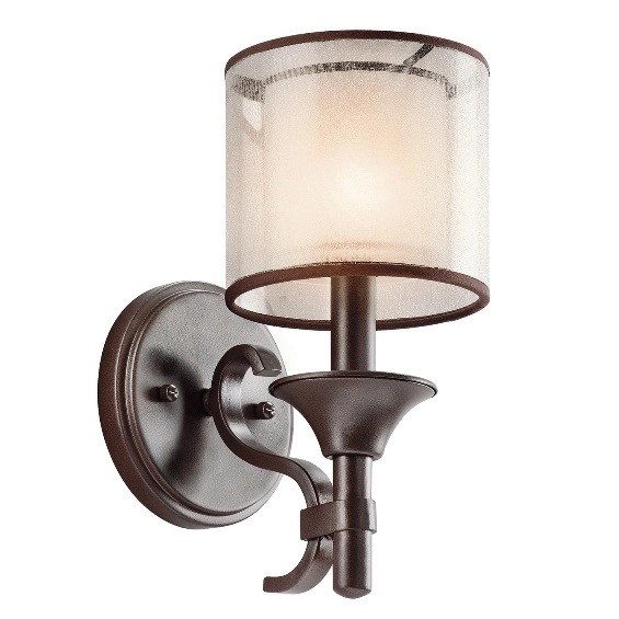 Rustykalna LAMPA ścienna Lacey KL-LACEY1-MB Elstead KICHLER metalowa OPRAWA retro kinkiet brązowa biała