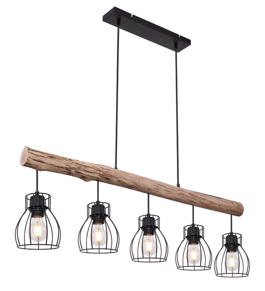 Wisząca lampa drewniana Mina 15326-5N czarna drewniana