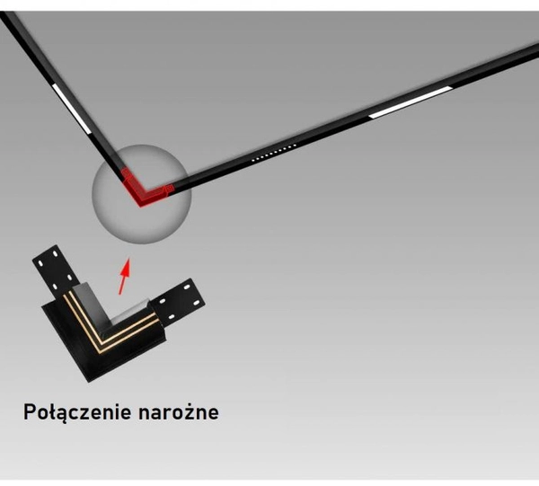 Łącznik kątowy do szyn magnetycznych Abigali LWQ-STR2 czarny