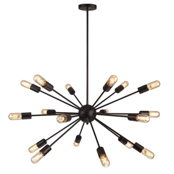 Lampa wisząca Retro LWS-18XE27 Abigali industrialna do salonu czarna