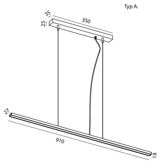 Lampa zwisowa liniowa Slima 5122A05103-11 Elkim LED 36W 3000K czarna